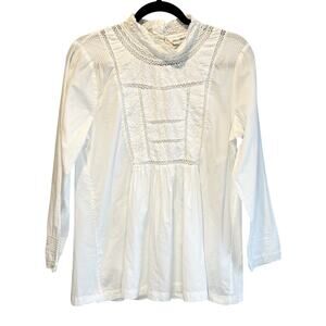 April Cornell White Crocheted Lace Long Sleeve Cotton Blouse - size Medium